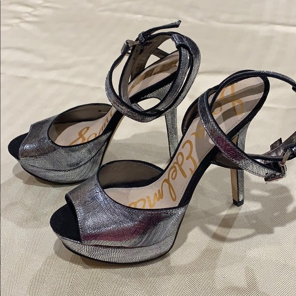 Sam Edelman NADINE Pewter Silver Metallic Sandals - Picture 6 of 8